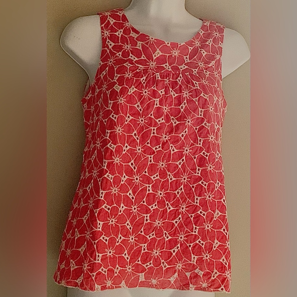 Weston Wear Lined Eyelet Coral Top